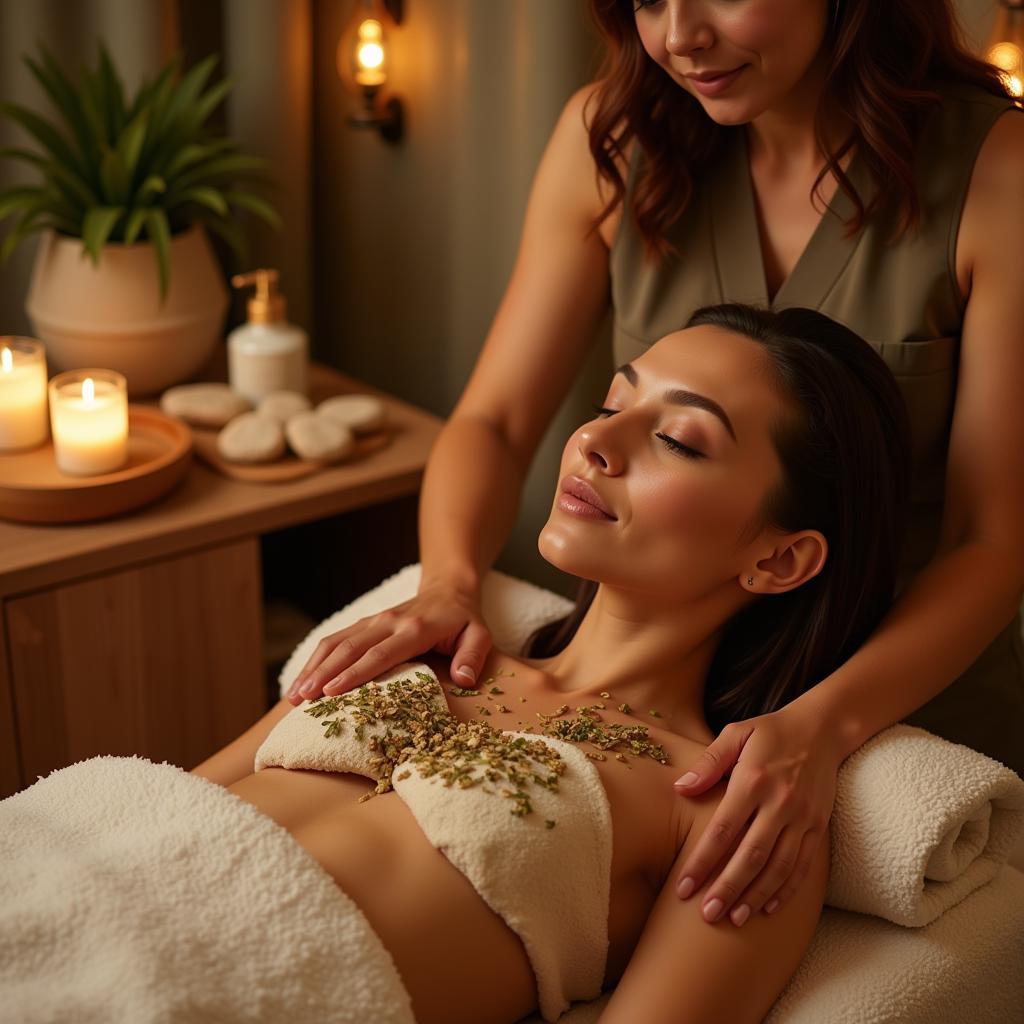 A woman enjoying a traditional Korean spa treatment in Ahmedabad, Gujarat