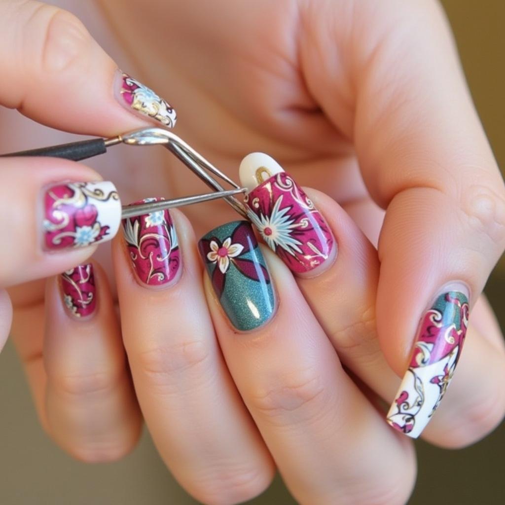 Intricate nail art designs at Lee Spa Nails Lakeland