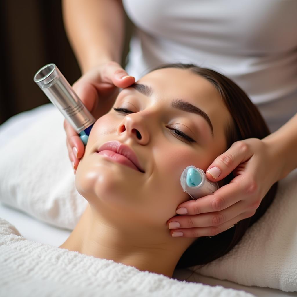 A client receiving a facial treatment at a luxury spa in Johannesburg