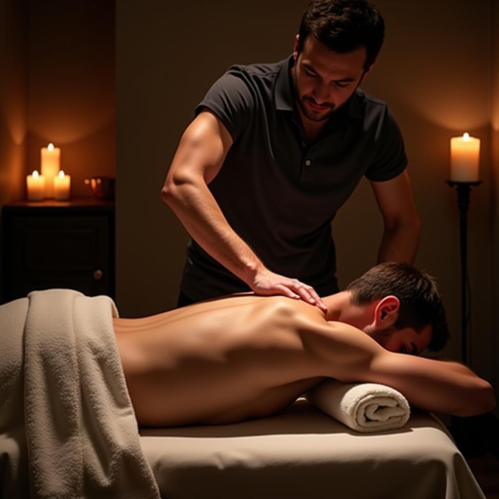 Man receiving a massage at a spa