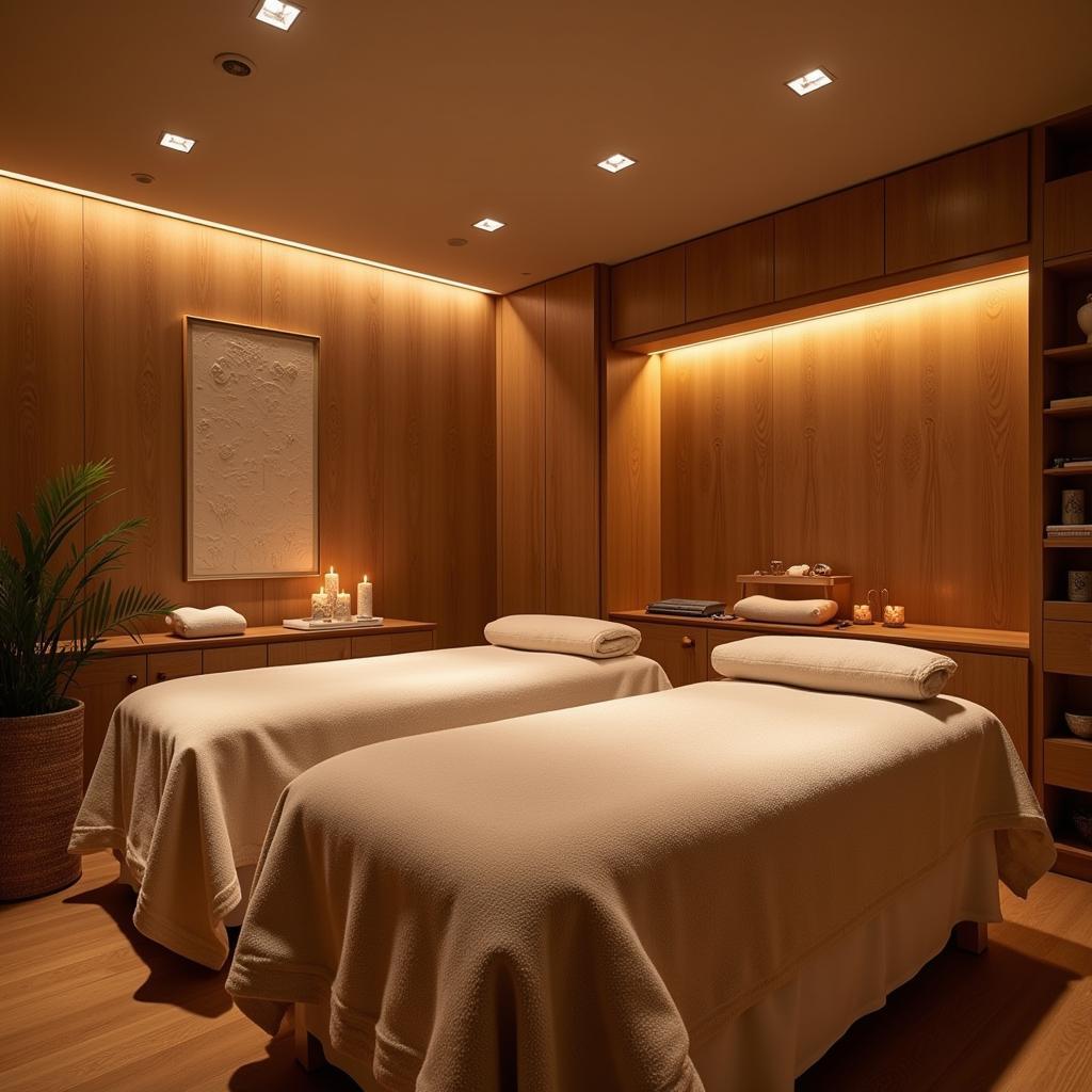 Relaxing spa treatment room at Metta Spa