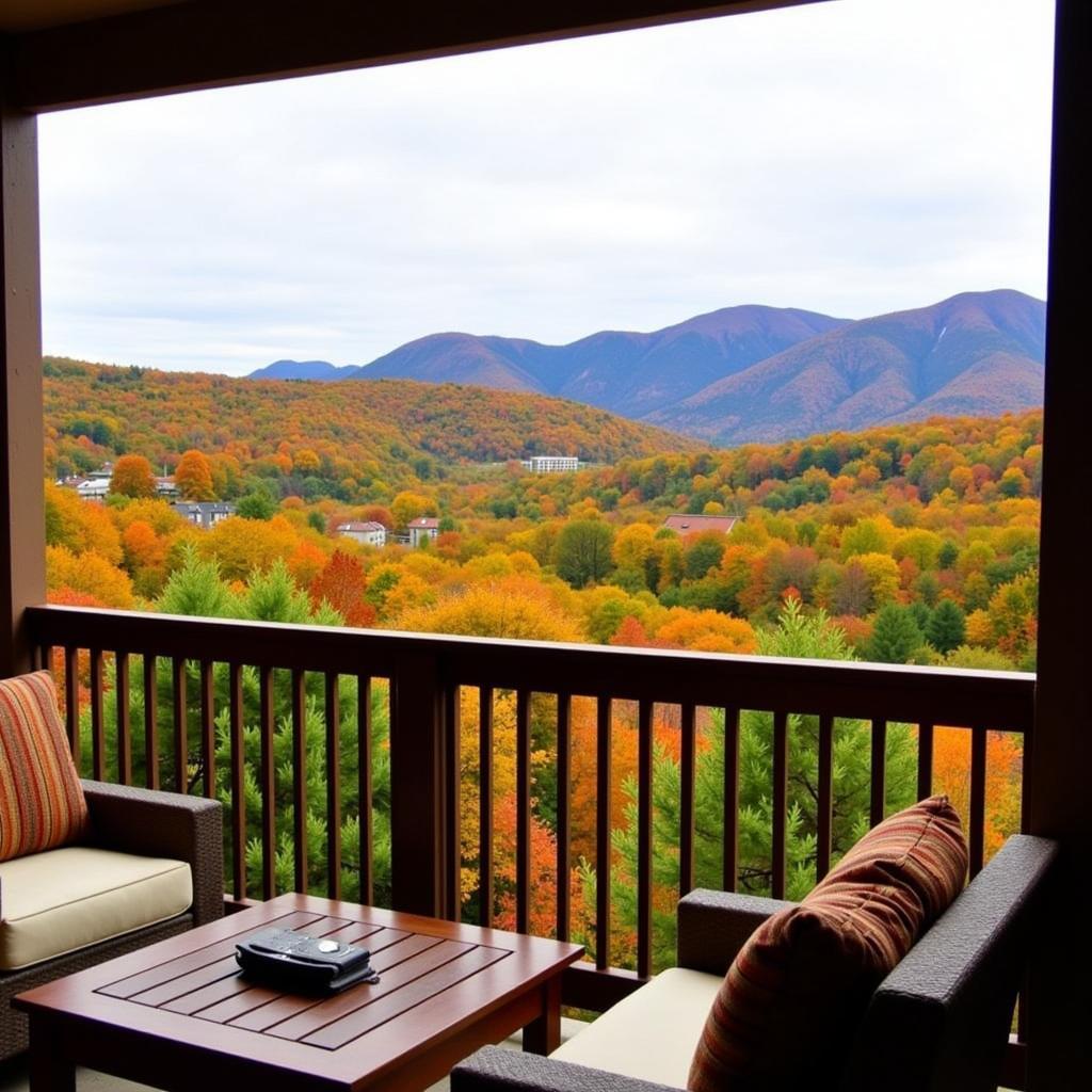 Breathtaking scenic view of Mont Tremblant from a hotel balcony