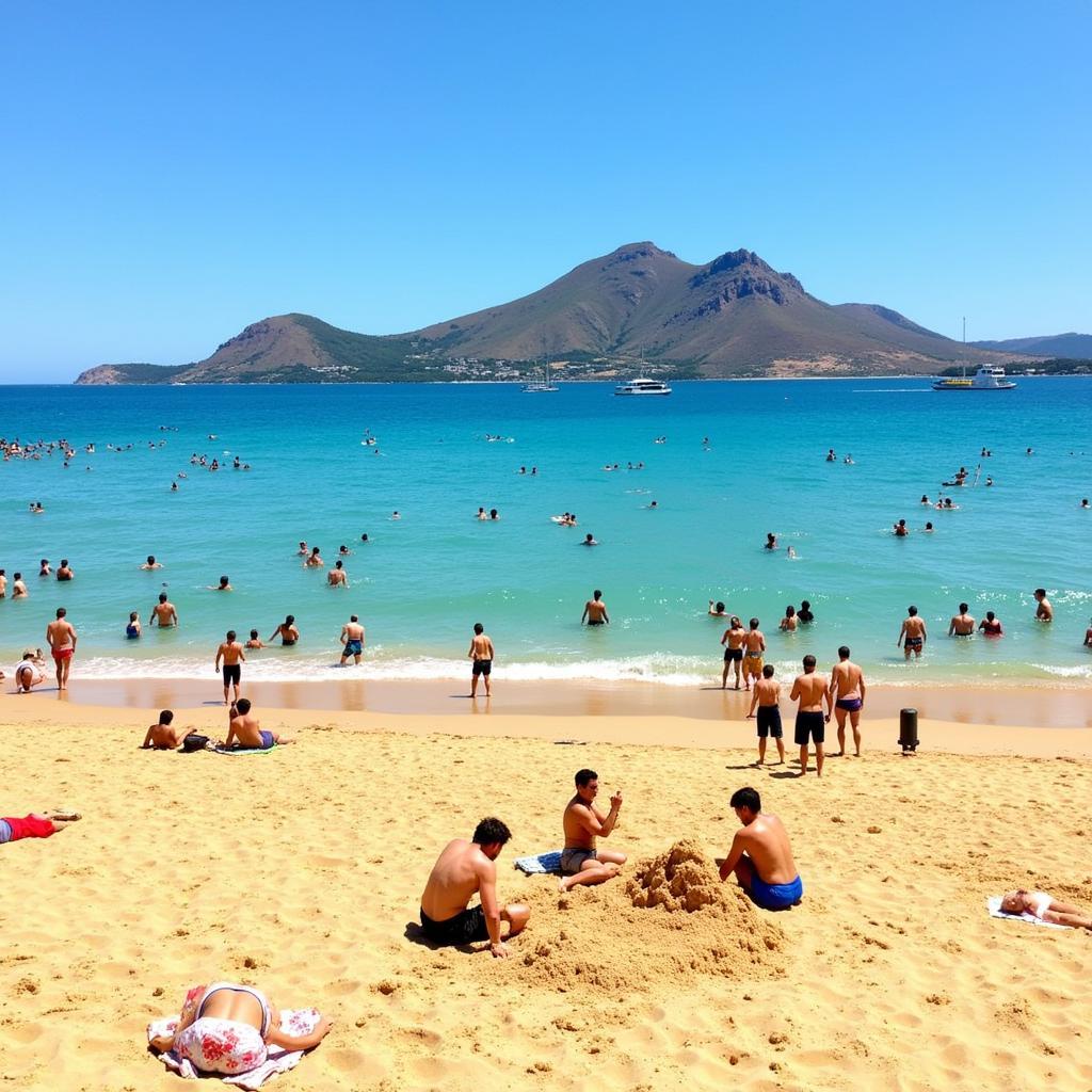 Enjoying the beach at Porto Santo