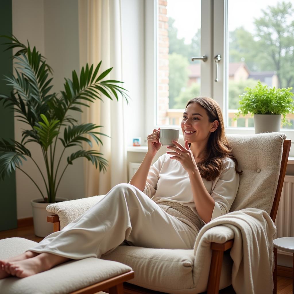 A woman relaxing after a spa o2 treatment