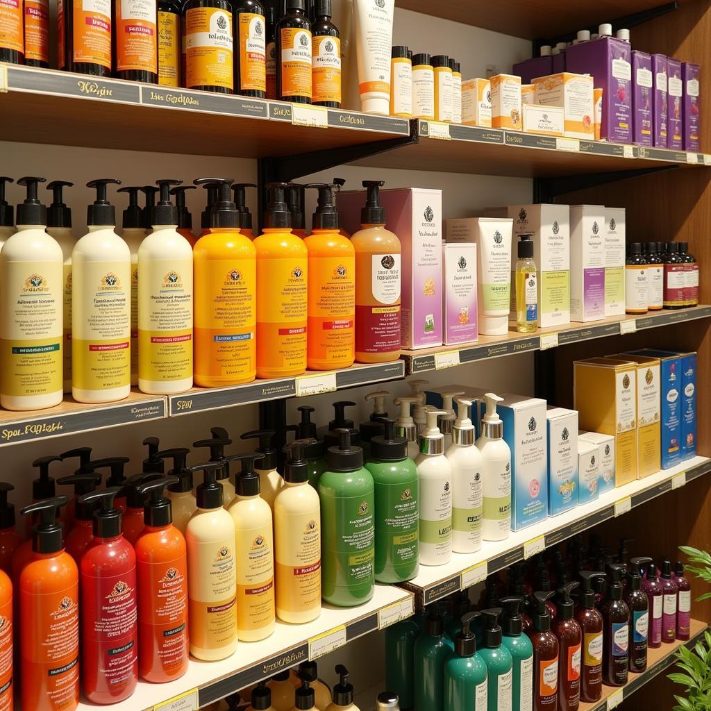 Spa Ceylon products beautifully displayed in an Indian retail store.