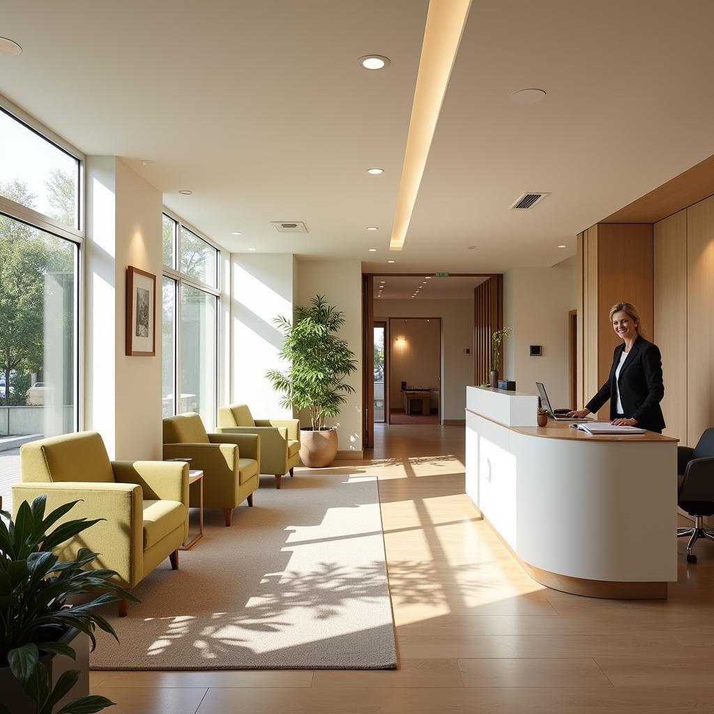 Modern and welcoming reception area of a spa and health club