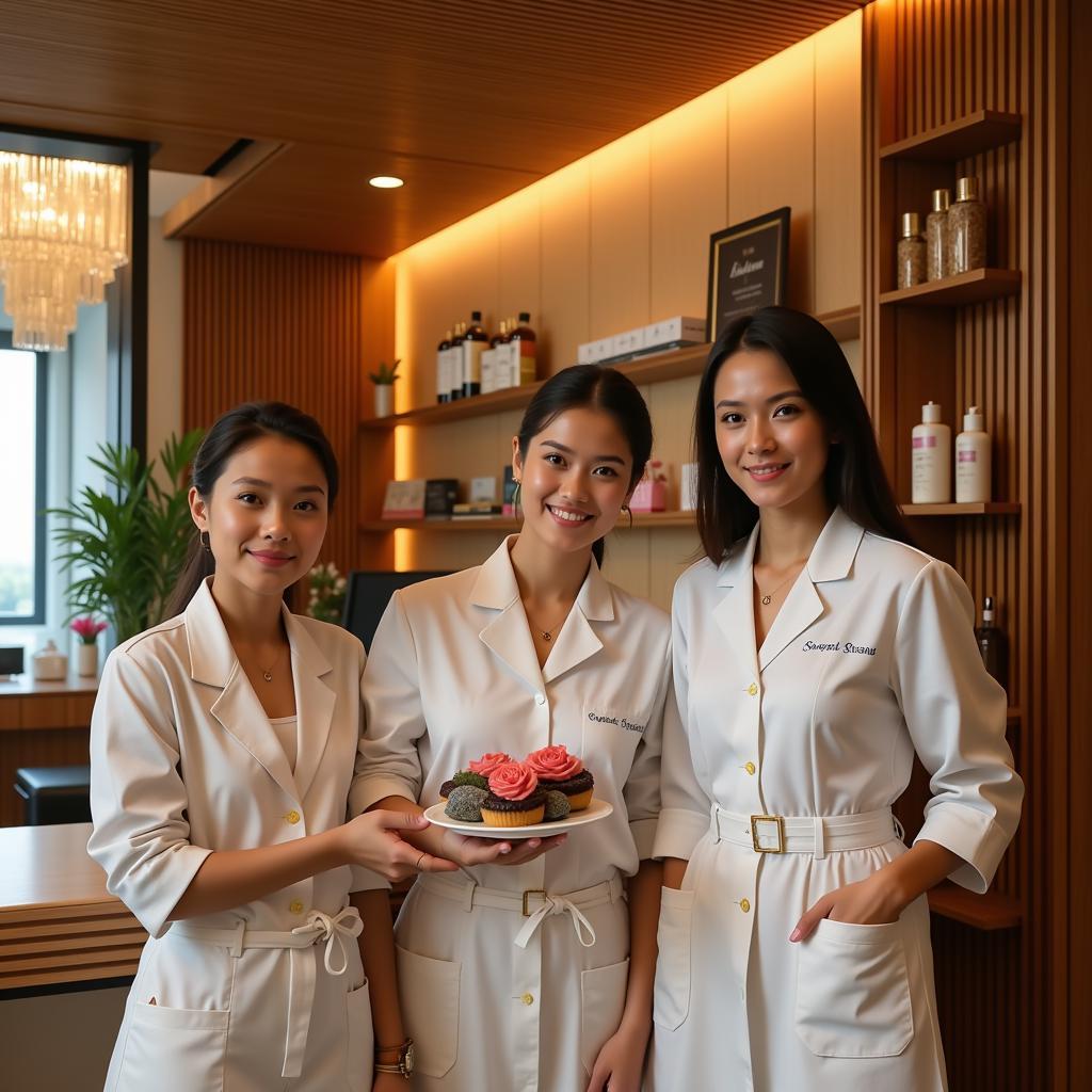 Welcoming spa reception area on Sohna Road with friendly staff.