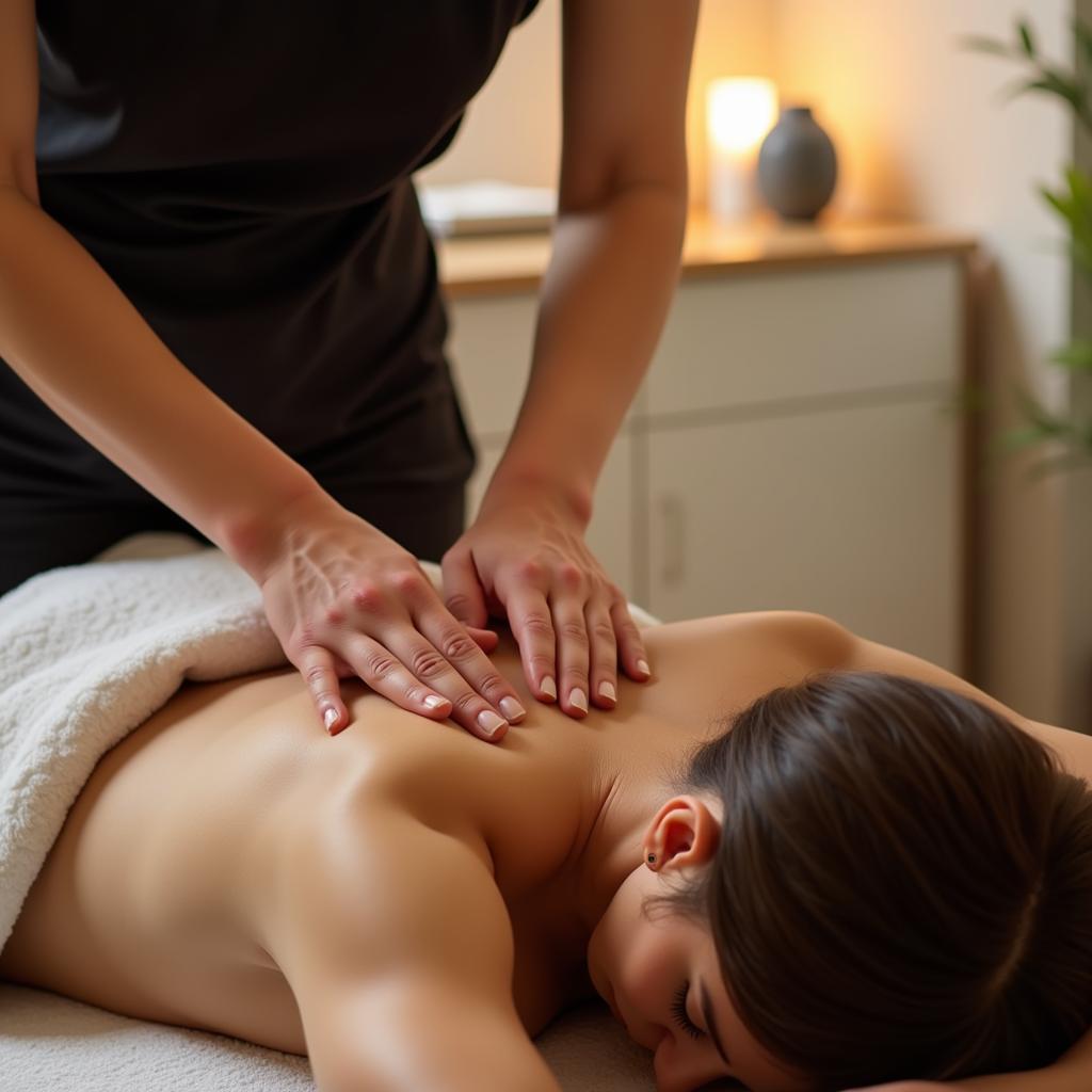 A skilled therapist performing a relaxing massage at a Spa Sheraton.