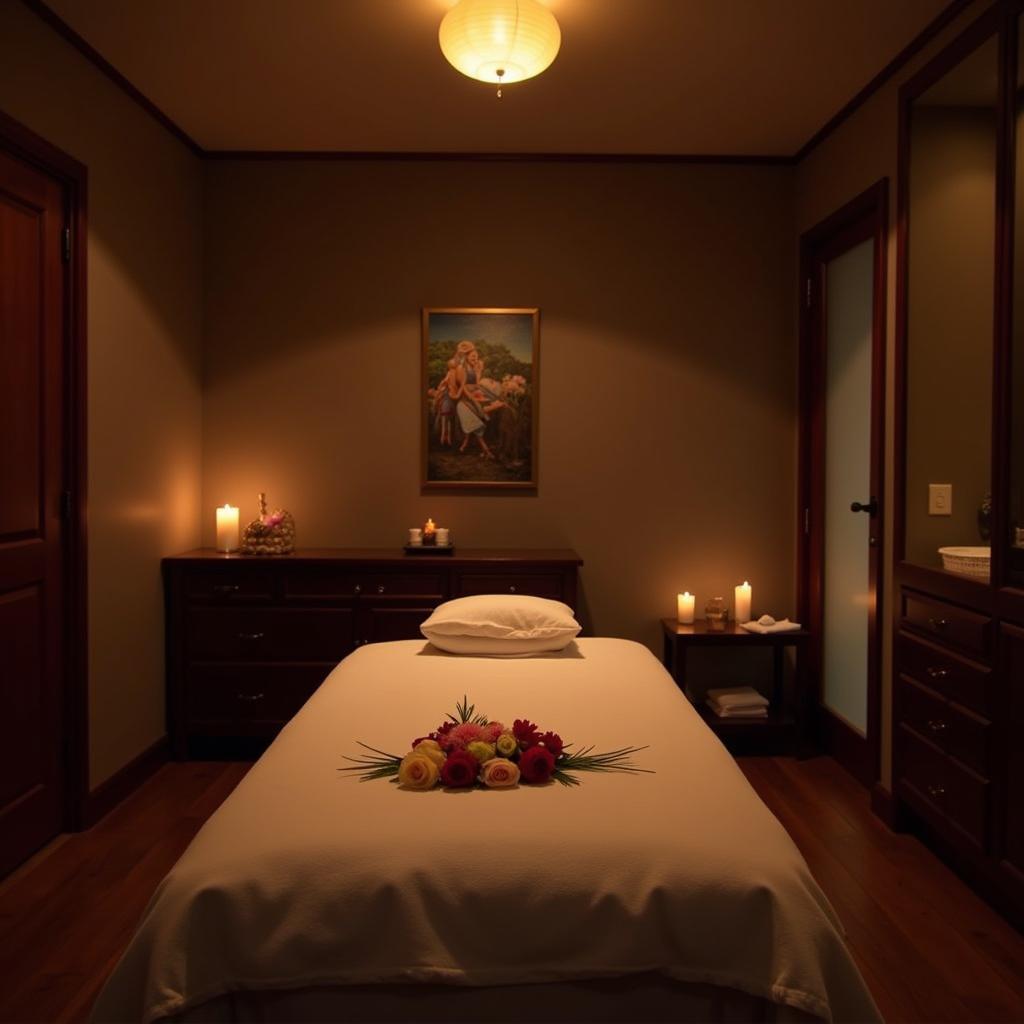 Tranquil Spa Treatment Room with Massage Table