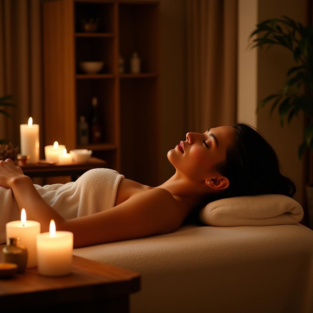 Woman relaxing at a luxurious tanzanite spa