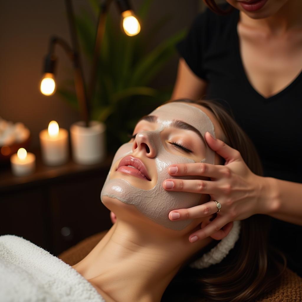 Facial treatment at a spa in The Woodlands