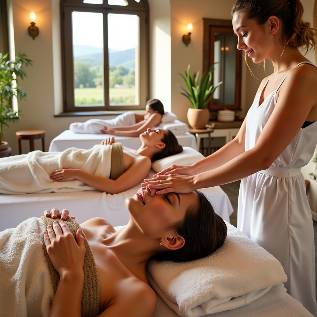 Spa treatments using local ingredients in a Tuscan setting.