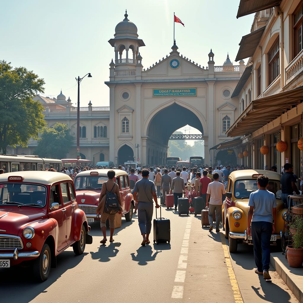 Tourists arriving at Udaipur Railway Station