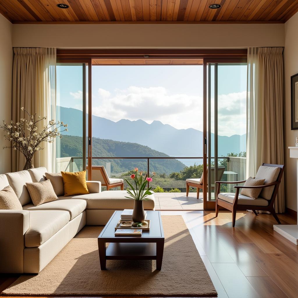 Luxurious suite at Villa Sassa Hotel Residence & Spa with stunning views