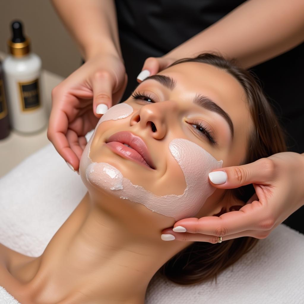 Close-up of a relaxing facial treatment being performed in a VIP spa in Bengaluru