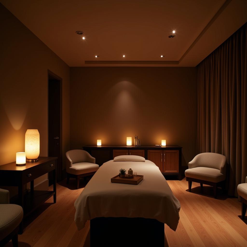 Luxurious VIP spa treatment room in Bengaluru with soft lighting and calming decor