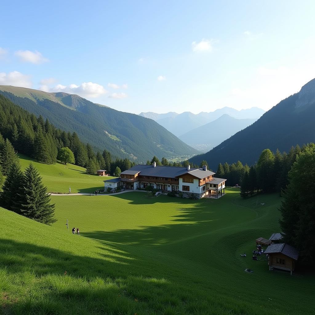 Serene mountain view from a Vosges spa resort