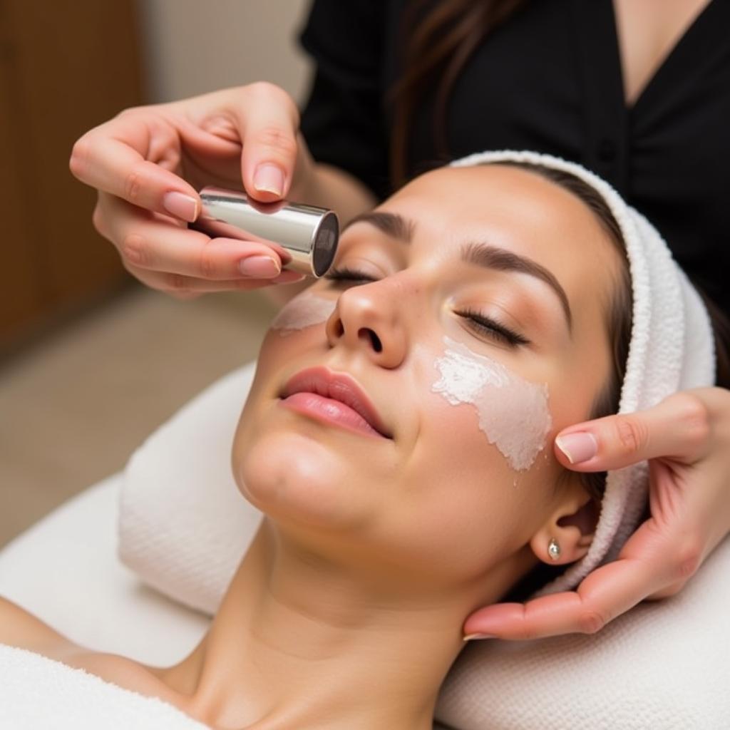 Close-up of a relaxing facial treatment being performed at the Westin Heavenly Spa