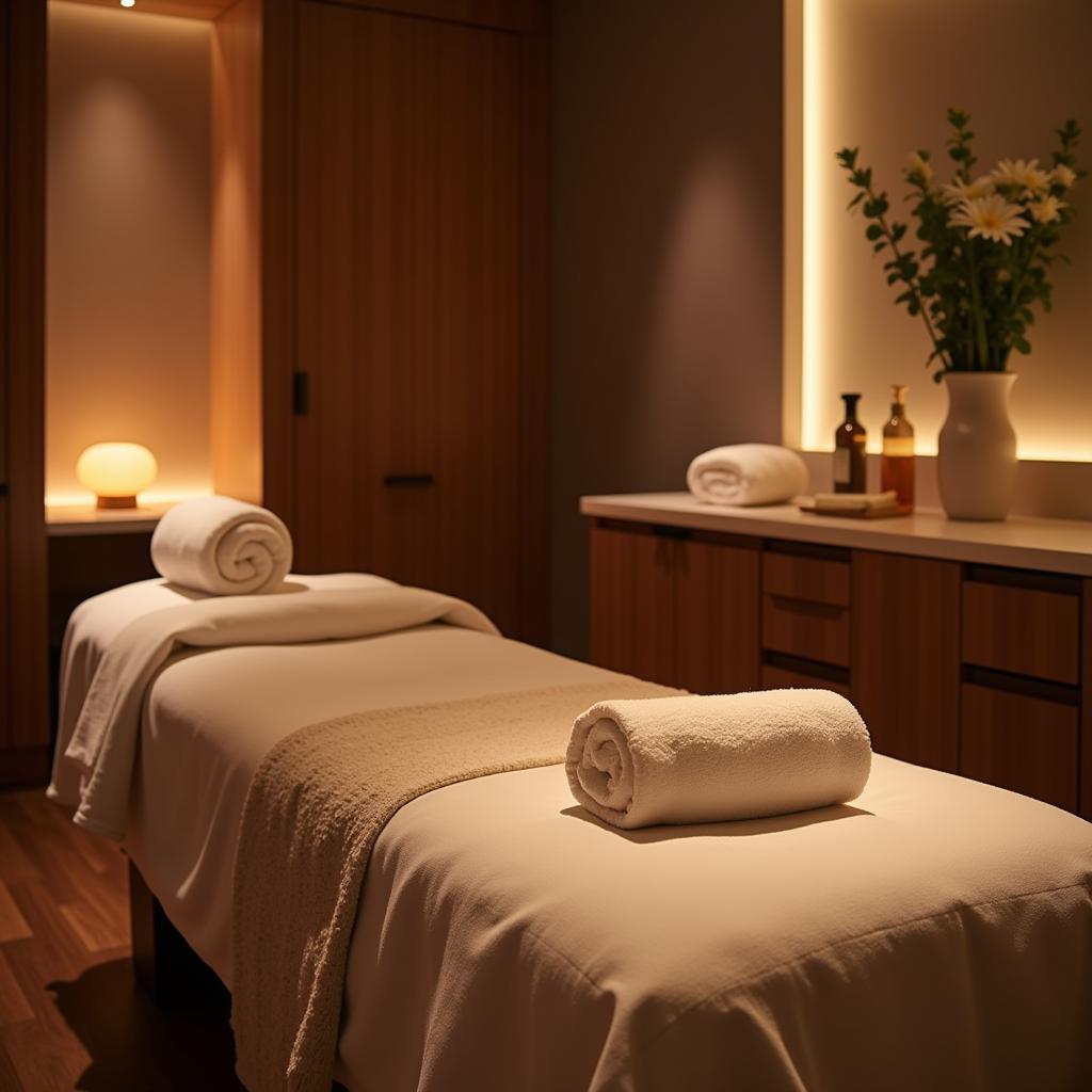 Luxurious and serene spa treatment room at the Westin Whistler, showcasing the calming ambiance and high-end amenities.