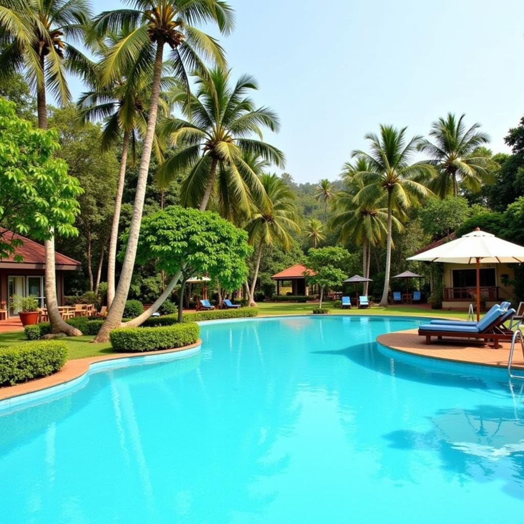 Relaxing pool area at White Woods Resort & Spa Goa