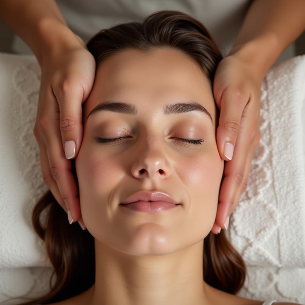 Woman Enjoying Maalish Head Massage