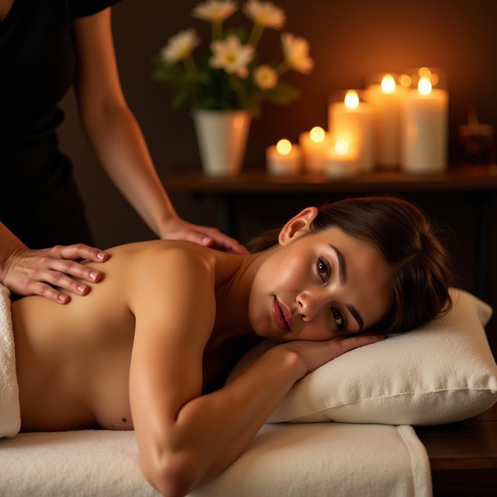 Woman Enjoying a Relaxing Massage at a Mayfair Spa