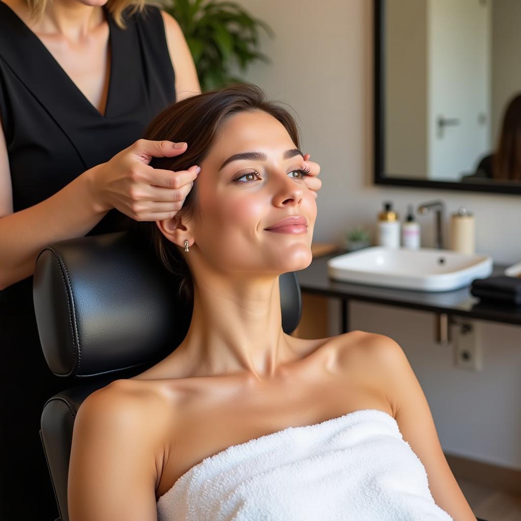 Woman Enjoying Wella Hair Spa at Salon