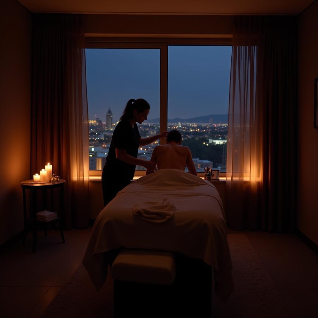 Late-night massage therapy session at a luxurious 24-hour spa in San Diego