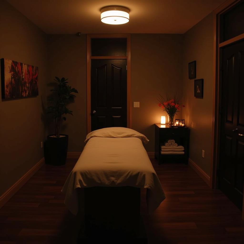 A serene treatment room at the 5th Element Spa in Hyderabad, equipped with comfortable massage tables and soft lighting, designed to enhance relaxation.