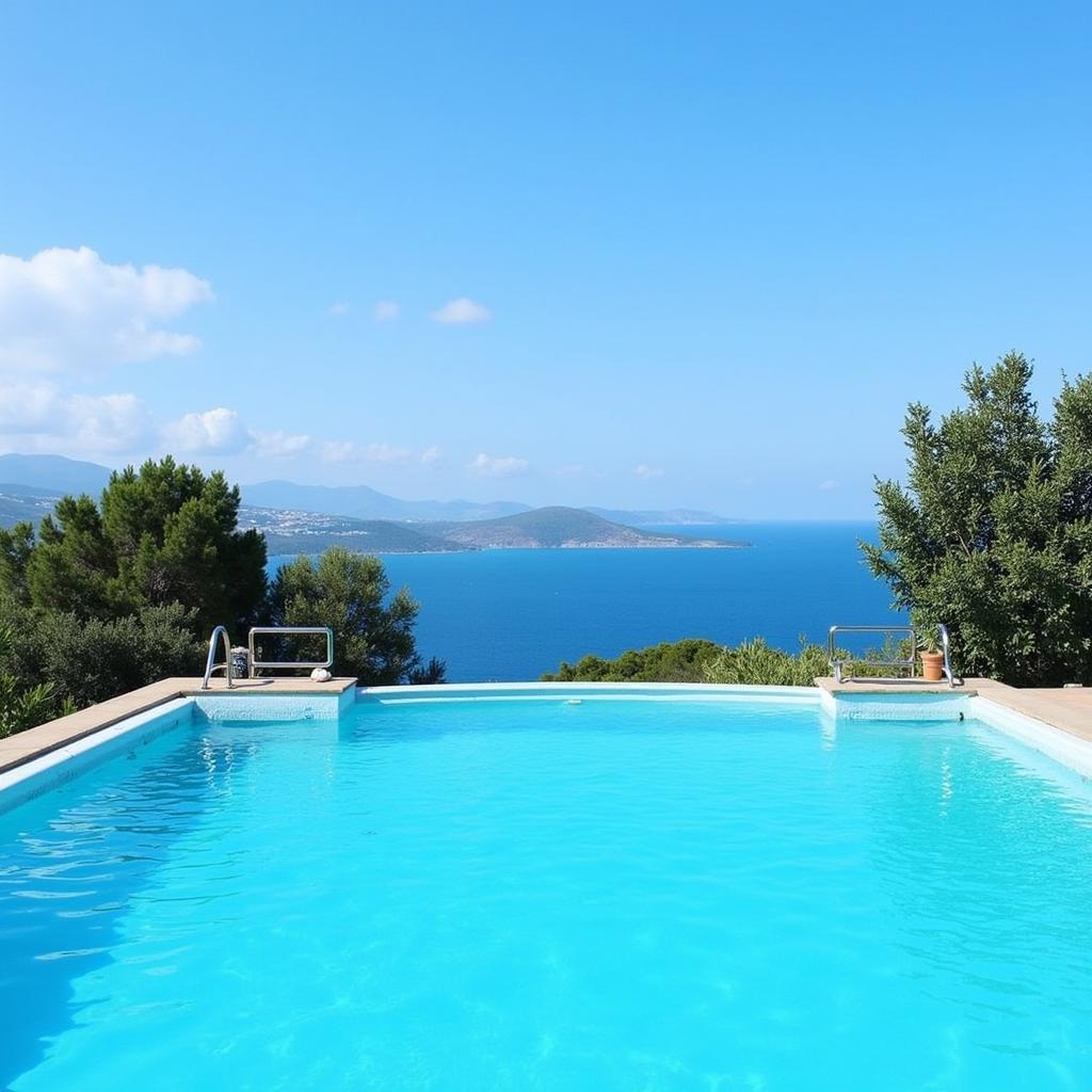 Aegialis Hotel Pool with Aegean Sea View