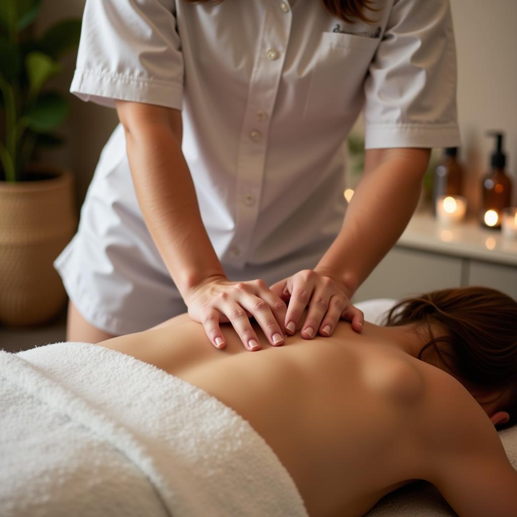 Massage therapy at an airport spa