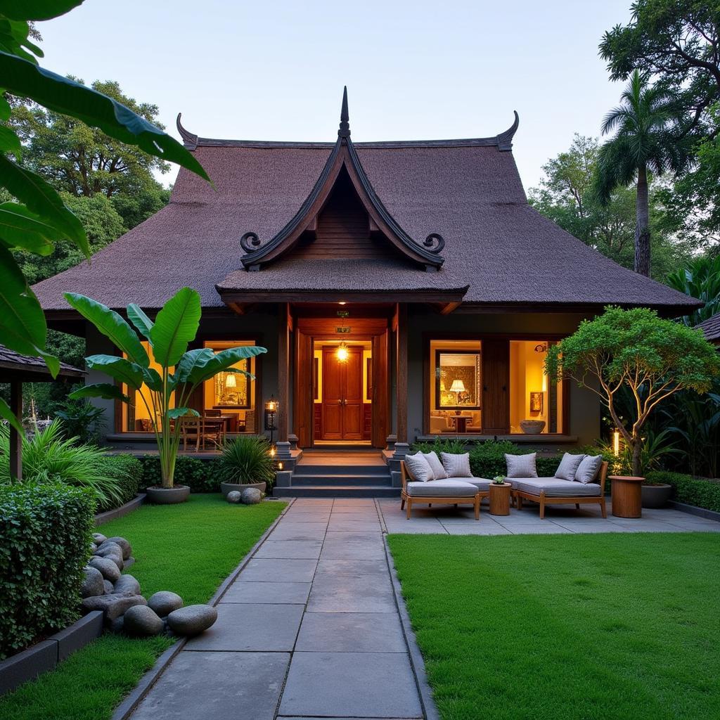 Exterior view of Alaya Spa Ubud showcasing its traditional Balinese architecture, lush gardens, and peaceful surroundings.