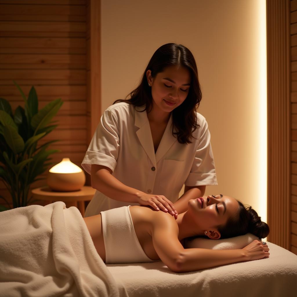 Woman enjoying a relaxing massage at Alisha Professional Spa Salon