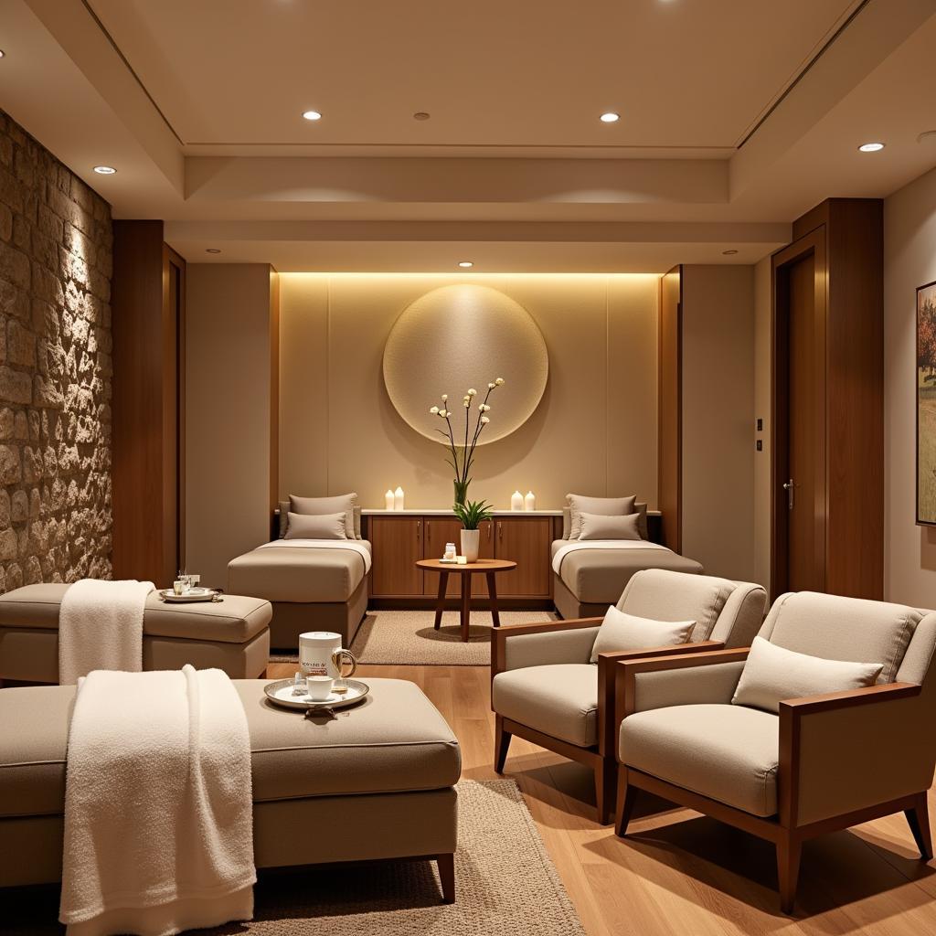 Relaxation area at Anna Day Spa Vaishali with comfortable seating and calming decor.