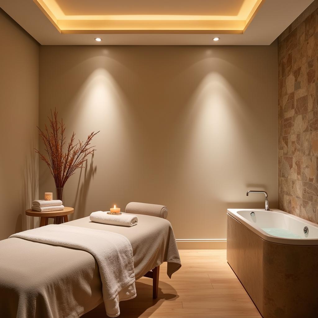 A luxurious aqua spa treatment room