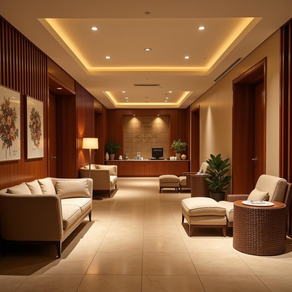 Tranquil reception area of Aristo Spa Ahmedabad