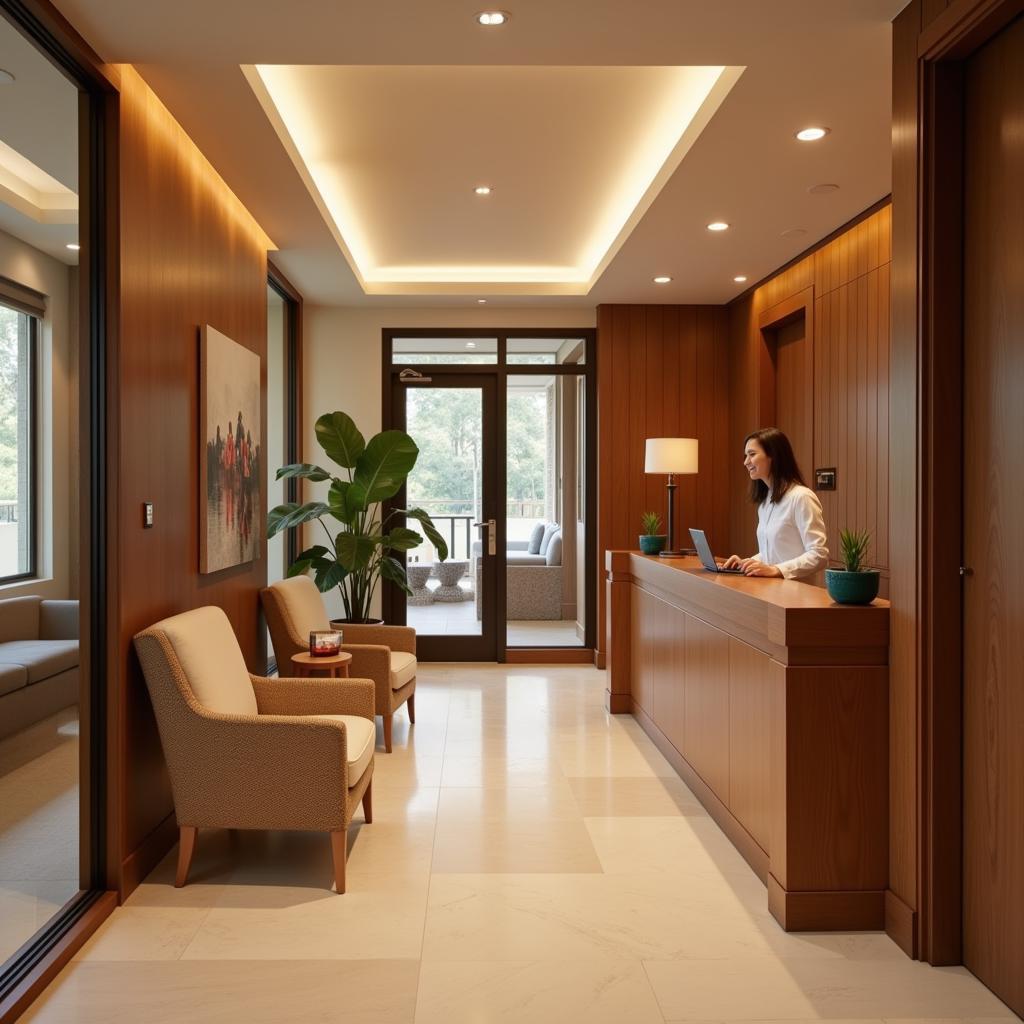 Serene reception area of an Arti Spa in Bangalore