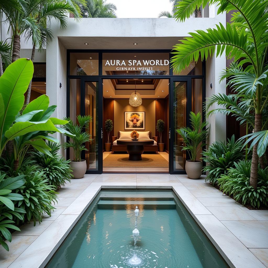 Tranquil Entrance to Aura Spa World in Hyderabad