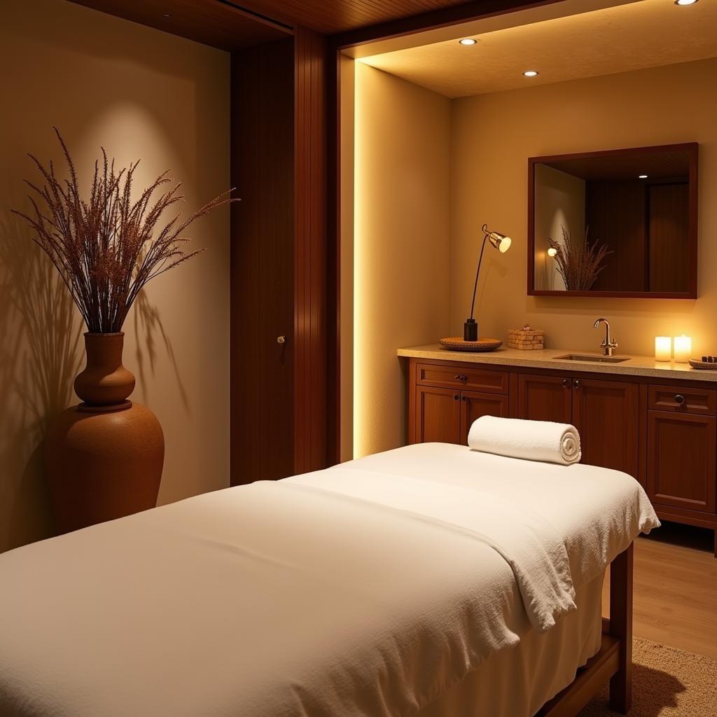 Tranquil Ayurvedic Spa Treatment Room