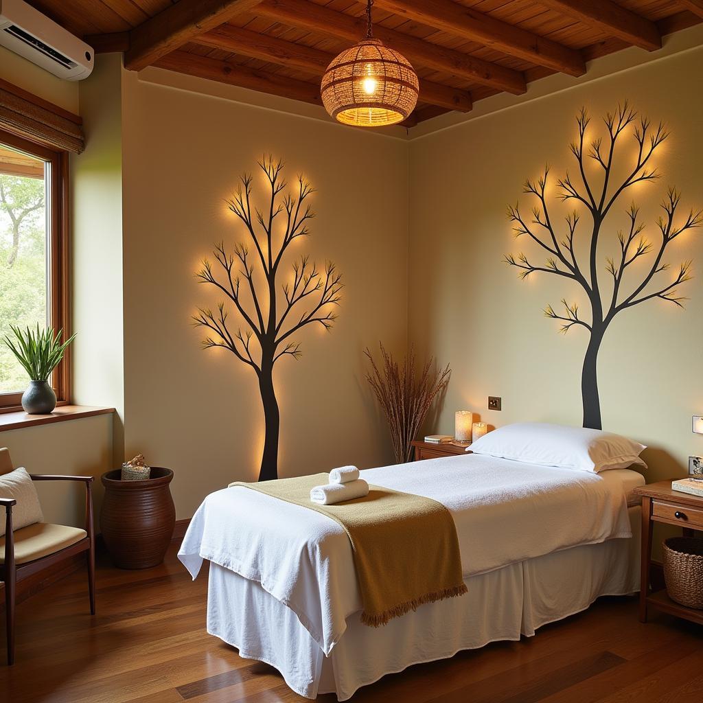 Ayurvedic Treatment Room with Tree-Inspired Decor