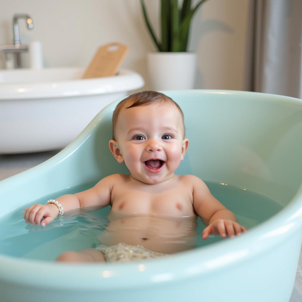 Baby enjoying water therapy in a Michigan baby spa