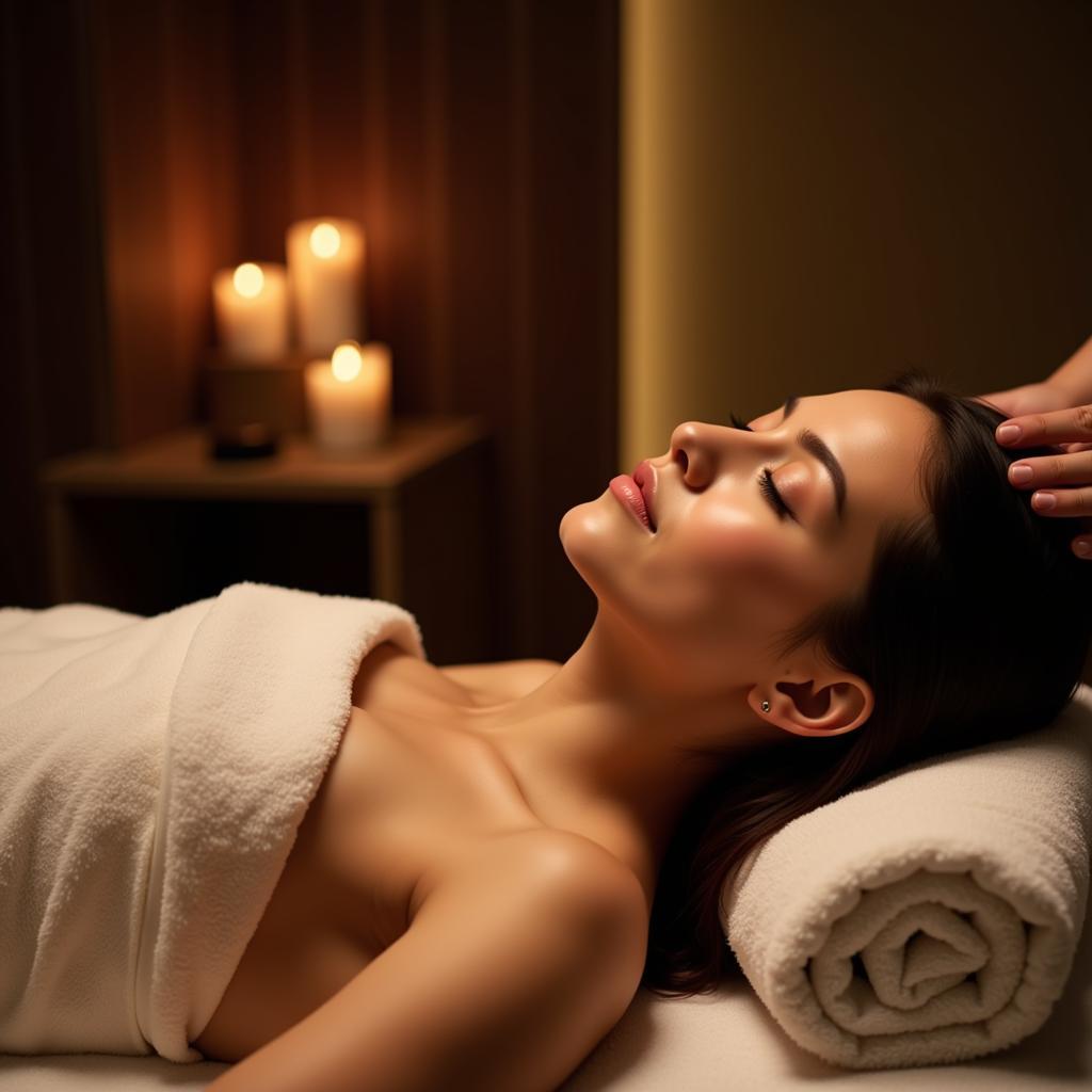 Woman enjoying a relaxing spa treatment at Bannatyne