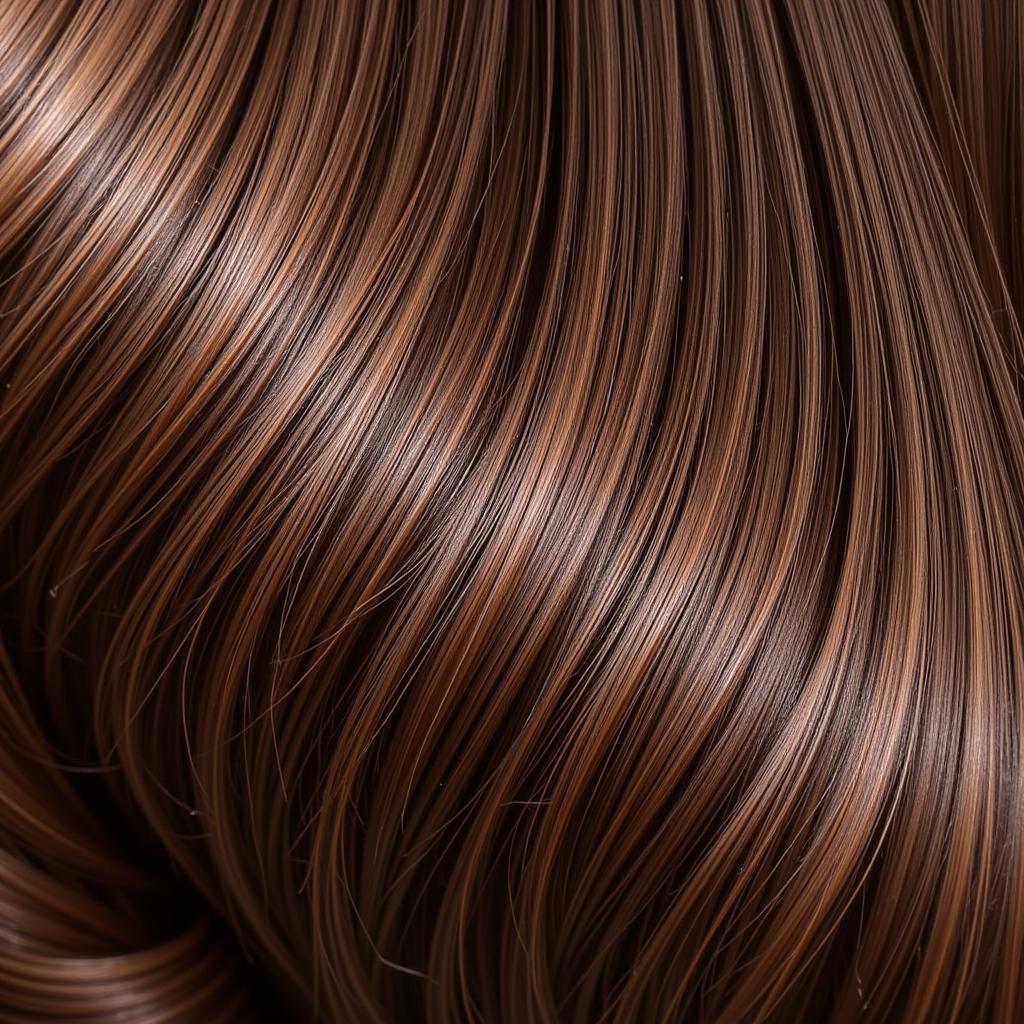 Close-up of shiny, healthy hair after using deep nourishing shampoo