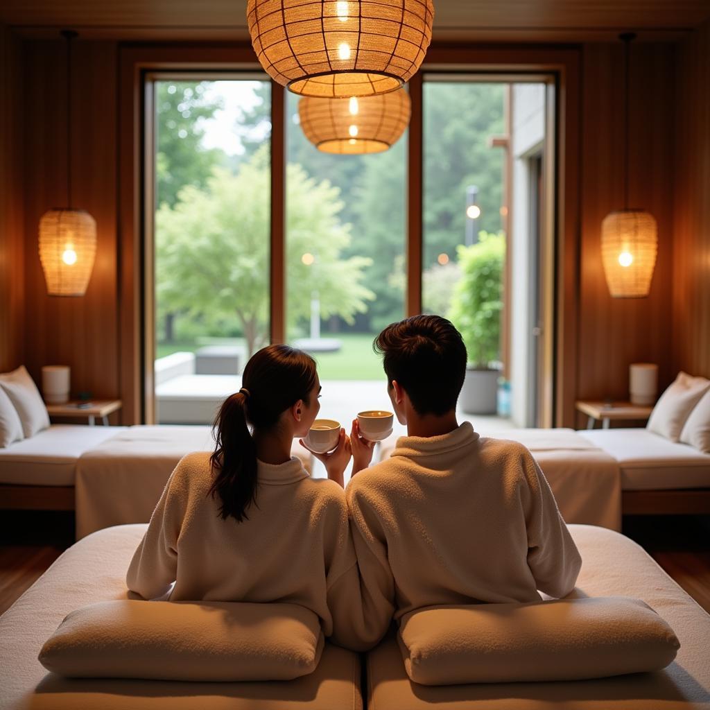 Couple relaxing after a massage in a spa in Hyderabad