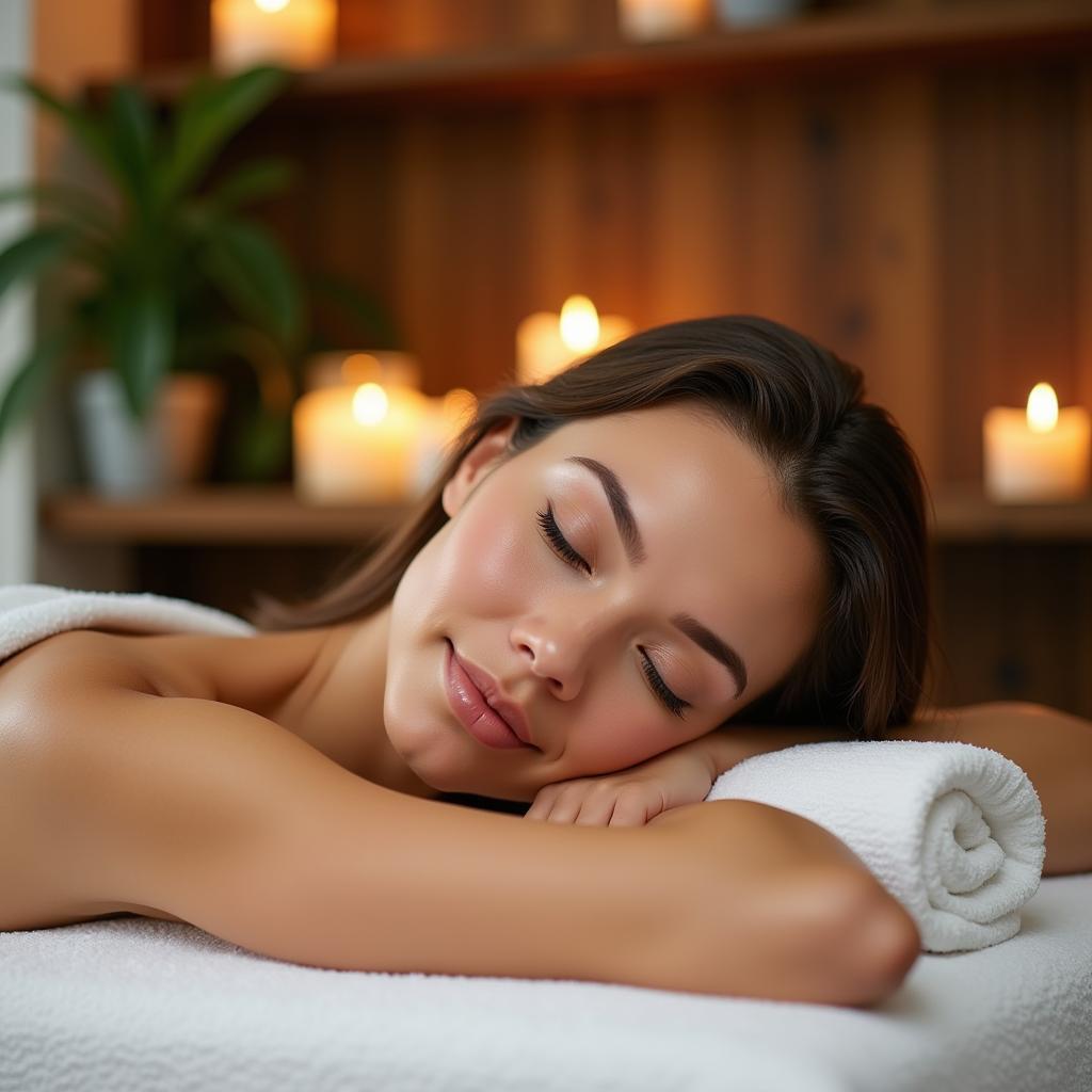 Woman relaxing at a spa in Concord NH