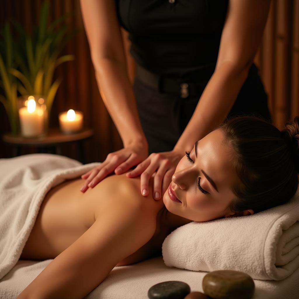 Woman enjoying a relaxing massage at a bliss spa