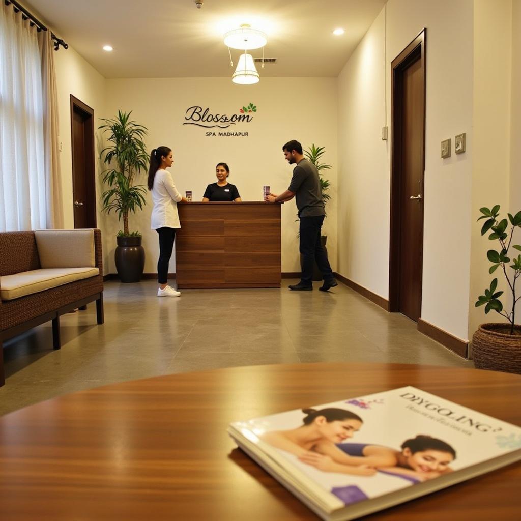 Serene reception area at Blossom Spa Madhapur