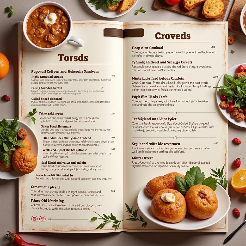 A close-up of the menu at a car spa bistro, highlighting a variety of food and drink options.