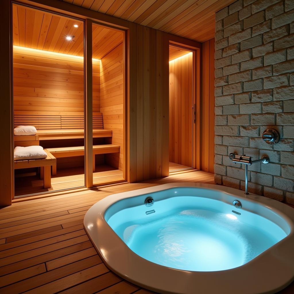 Sauna and cold plunge pool in a circuito spa