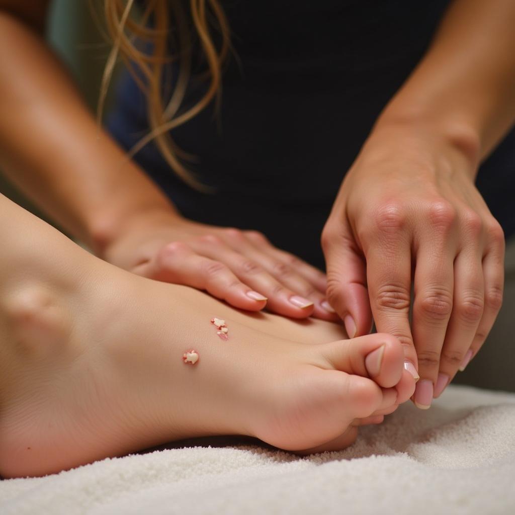 Close-up of Hands Performing a Thai Foot Massage